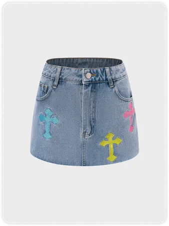 Cross Denim Skirt